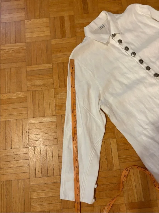 White Button-Front Linen top - Picture 9 of 16